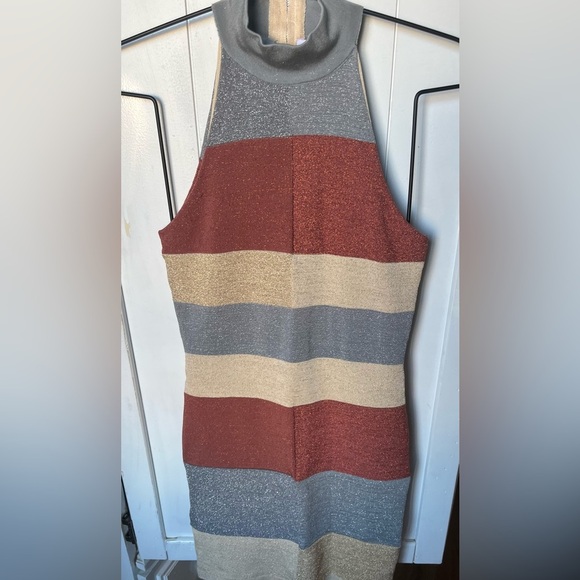 NWT PARKER Knit Verlee Dress metallic Halter Bodycon Dress Sz Small - Picture 3 of 14